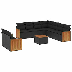 Maison Chic Salon de jardin 10 pcs avec coussins, Ensemble Tables et chaises d'extérieur noir résine tressée -GKD579800