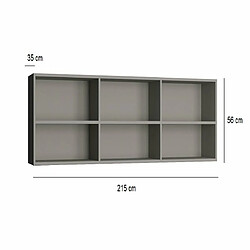 Inside 75 Surmeuble 6 niches de rangements pour lit escamotable horizontal 140 x 200 cm Hauteur 56 cm finition gris mat