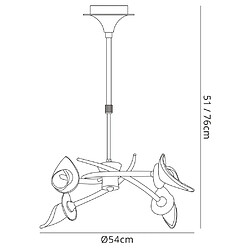 Luminaire Center Suspension Flavia Convertible Semi Plafonnier télescopique rond 4 Ampoules G9, chrome noir