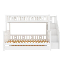 KOMHTOM Lit superposé en bois massif blanc pour enfants 90 * 200 / 140 * 200cm avec escalier de sécurité, lit pliant et cadre à Lattes 