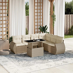 vidaXL Salon de jardin avec coussins 7 pcs beige résine tressée 