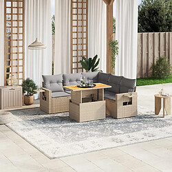 vidaXL Salon de jardin avec coussins 6 pcs beige résine tressée 