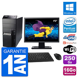 PC Tour Lenovo M91p Ecran 19" Intel G630 RAM 16Go Disque 250Go Windows 10 Wifi - Occasion