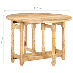 vidaXL Table à manger Rond 110x76 cm Bois de manguier massif pas cher