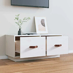 Avis Maison Chic Meuble TV scandinave - Banc TV pour salon Blanc 80x34x35 cm Bois de pin massif -MN43646