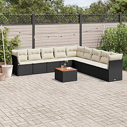 vidaXL Salon de jardin 10 pcs avec coussins noir résine tressée 