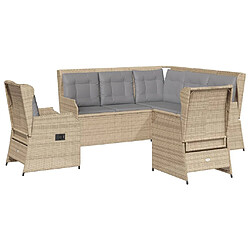 vidaXL Salon de jardin avec coussins 5 pcs beige résine tressée