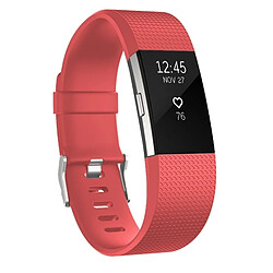 Wewoo Bracelet pour montre connectée Dragonne sport ajustable carrée FITBIT Charge 2 rouge corail