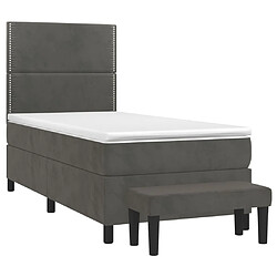 Avis Maison Chic Lit Adulte - Lit simple Lit à sommier tapissier et matelas moelleux - Meuble de Chambre - Gris foncé 90x200 cm Velours -MN42976