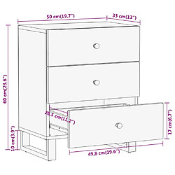 vidaXL Table de chevet marron et noir 50x33x60 cm bois manguier solide pas cher