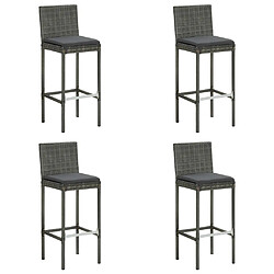 vidaXL Tabourets de bar de jardin et coussins lot de 4 résine tressée 