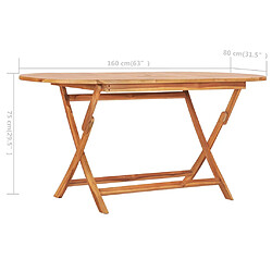 vidaXL Table pliable de jardin 160x80x75 cm Bois de teck solide pas cher