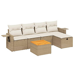 vidaXL Salon de jardin avec coussins 6 pcs beige résine tressée