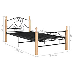 vidaXL Cadre de lit sans matelas noir métal 90x200 cm pas cher