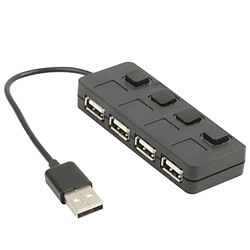 Wewoo Hub USB 2.0 noir 4 Ports USB 2.0 avec 4 Commutateurs