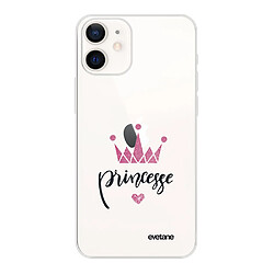 Coque iPhone 12 mini souple transparente Princesse Couronne Motif Ecriture Tendance Evetane 