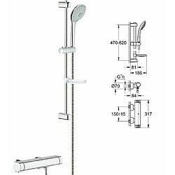 Grohe 34195001 Grohtherm 2000 Mélangeur de douche thermostatique avec kit douche Chromé