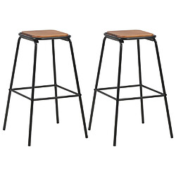 Helloshop26 Lot de deux tabourets de bar design chaise siège noir pinède solide acier 1202081