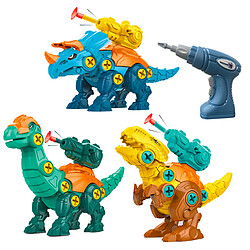 TechKidz Figurines Dinosaures 3-en-1 à Assembler avec Visseuse et Cible Multicolore 