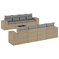 vidaXL Salon de jardin avec coussins 9 pcs beige résine tressée