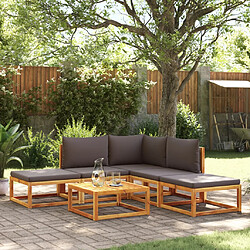 vidaXL Salon de jardin avec coussins 6 pcs bois d'acacia solide