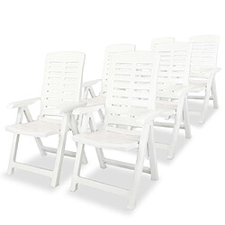 vidaXL Chaises inclinables de jardin lot de 6 Plastique Blanc 