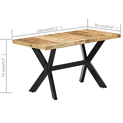 vidaXL Table à manger 140x70x75 cm Bois de manguier massif brut pas cher