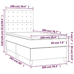 vidaXL Sommier à lattes de lit et matelas et LED Gris foncé 100x200 cm pas cher