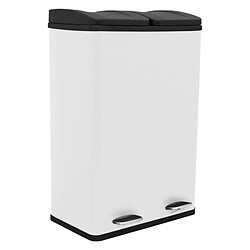 Monstershop Poubelle de Recyclage 60L Double Blanche