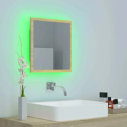 Maison Chic Miroir LED moderne de salle de bain,Décoration Miroir mural Bain Chêne sonoma 40x8,5x37 cm Acrylique -MN68002 pas cher