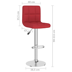 vidaXL Tabourets de bar lot de 2 rouge bordeaux tissu pas cher