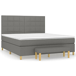 vidaXL Sommier à lattes de lit avec matelas Gris foncé 160x200cm Tissu