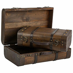 Jeu de valises Alexandra House Living Marron PVC Bois Métal Vintage 30 x 16 x 45 cm 38 x 24 x 13,5 cm Décoratif 2 Pièces