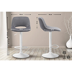 Non Lot de 2 tabourets de bar Camden velours blanc