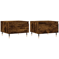 Maison Chic Lot de 2 Tables basses,Table Console pour salon chêne fumé 50x46x35 cm bois d'ingénierie -MN93856