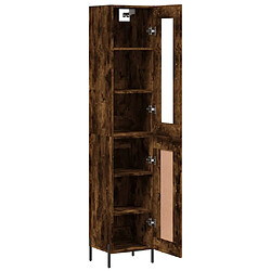 Avis vidaXL Buffet haut Chêne fumé 34,5x34x180 cm Bois d'ingénierie