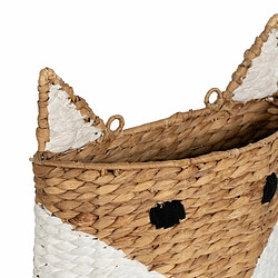 BigBuy Home Panier Renard Blanc Noir Beige Fibre naturelle 30 x 11 x 33 cm