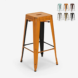 Ahd Amazing Home Design Tabouret vintage en métal design industriel pour bar et cuisine style Tolix Steel Stale, Couleur: Orange