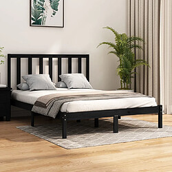 vidaXL Cadre de lit sans matelas noir bois de pin massif 150x200 cm