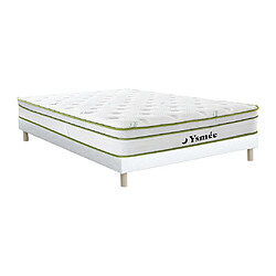 Vente-Unique Ensemble 140 x 190 cm sommier tapissier + matelas ressorts ensachés 5 zones et coutil bambou ép.28cm - PASIR de YSMÉE