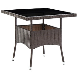 vidaXL Table de salle à manger de jardin Marron Résine tressée 