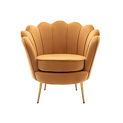 Fauteuil coquillage en velours jaune moutarde DANDELION de Pascal Morabito