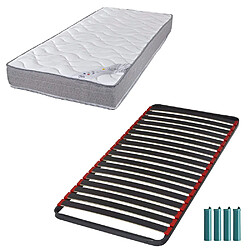 Ebac Matelas mousse + Sommier métal C39 90x200 Wave - Hauteur 19 cm - Soutien ferme