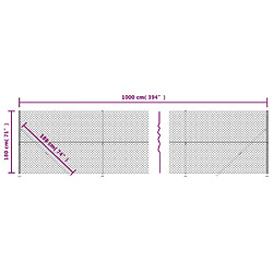 vidaXL Clôture en mailles de chaîne avec bride argenté 1,8x10 m pas cher