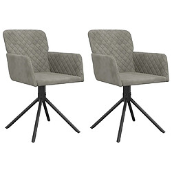 vidaXL Chaises pivotantes à manger lot de 2 Gris clair Velours