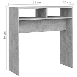 vidaXL Table console gris béton 78x30x80 cm bois d'ingénierie pas cher