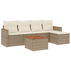 vidaXL Salon de jardin avec coussins 6 pcs beige résine tressée