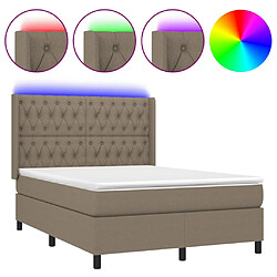 vidaXL Sommier à lattes de lit matelas et LED Taupe 140x200 cm Tissu