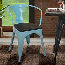 Ahd Amazing Home Design Chaises design industriel en bois et métal de style Tolix Cuisines de bar Steel Wood Arm, Couleur: Turquoise