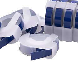 vhbw 10x cassette cartouche ruban de marquage 3D 9mm blanc sur bleu pour imprimante d'étiquette Dymo 1535, 1540, 1550, 1570, 1575, 1745, 1755, 1765